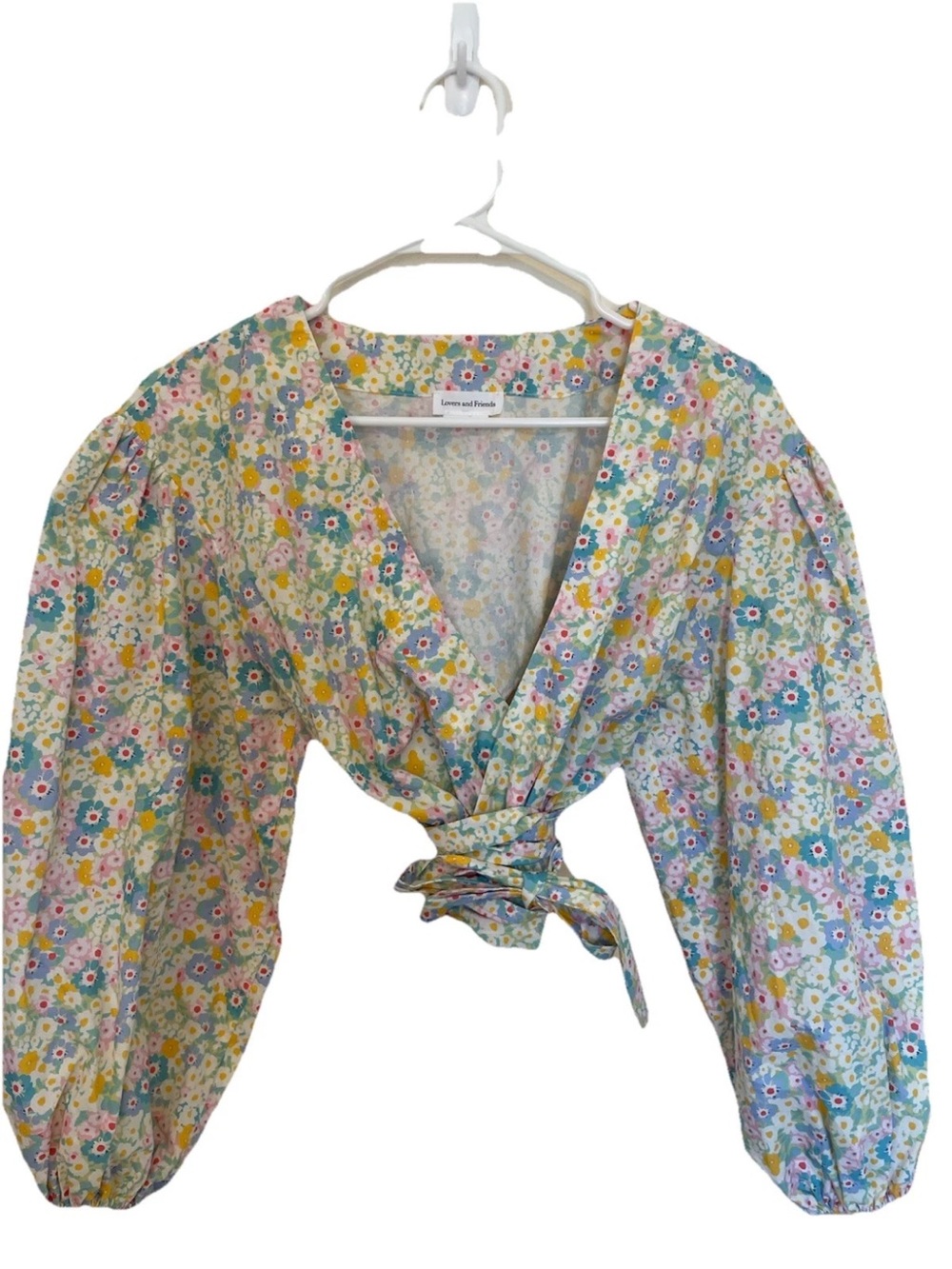 Lovers+ Friends Catgerine  Floral Wrap Crop Top - Pastel Multicolor